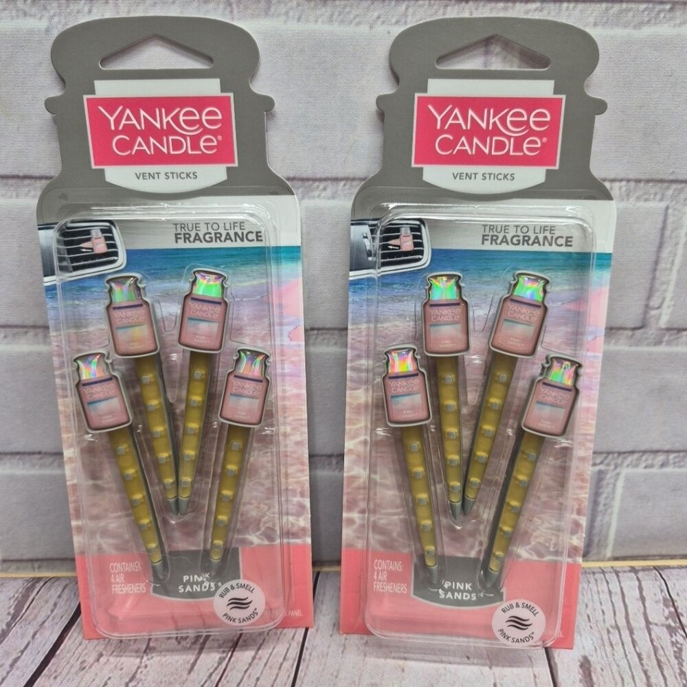 Yankee Candle Car Vehicle Vent Sticks Pink Sands 4pc Air Fresheners~2 Packs